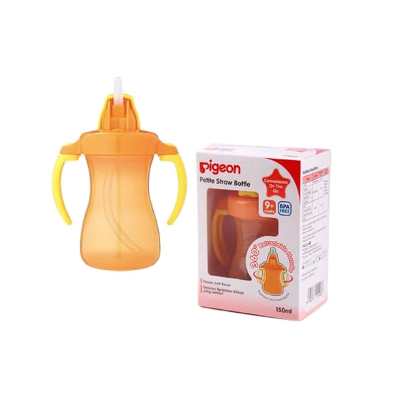 Pigeon Petite Straw Bottle Pink / Orange 150ml /biru  botol