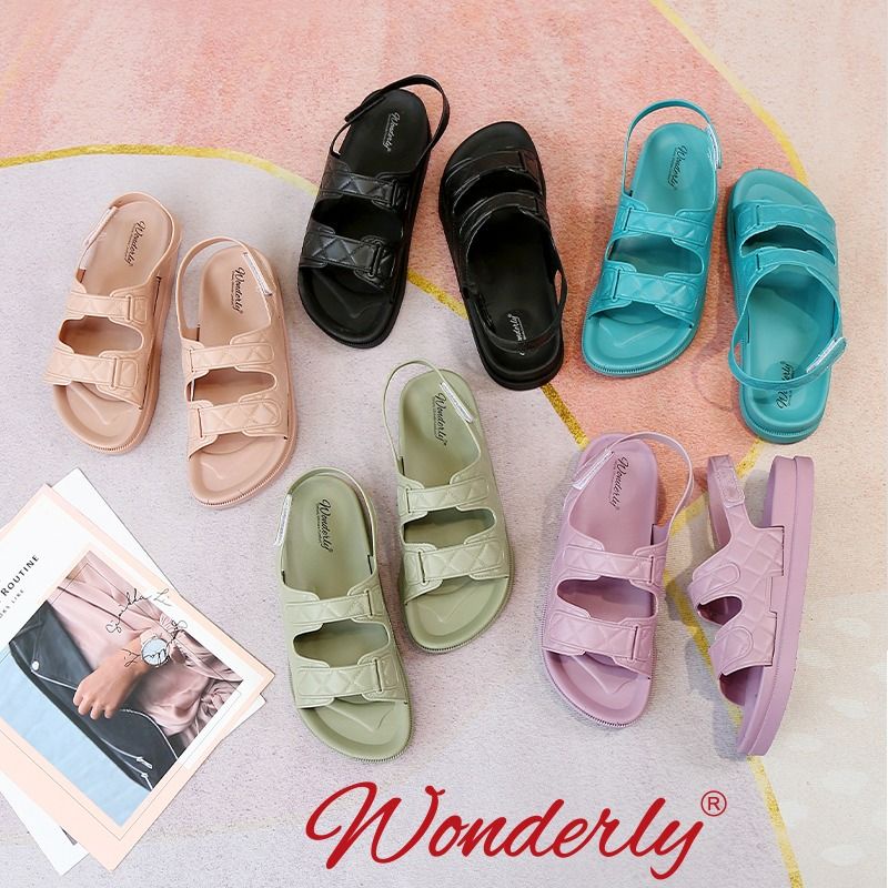 2062 [WONDERLY] Sendal Wanita Tali Jelly Sandal Wanita Karet Sendal Tali Sandal Flat Tali Sandal Slop Sandal Selop Karet