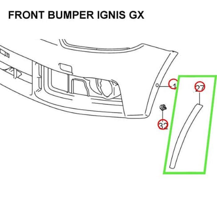 Moulding Spoiler List Bumper Depan Suzuki Ignis GX ASLI SGP!