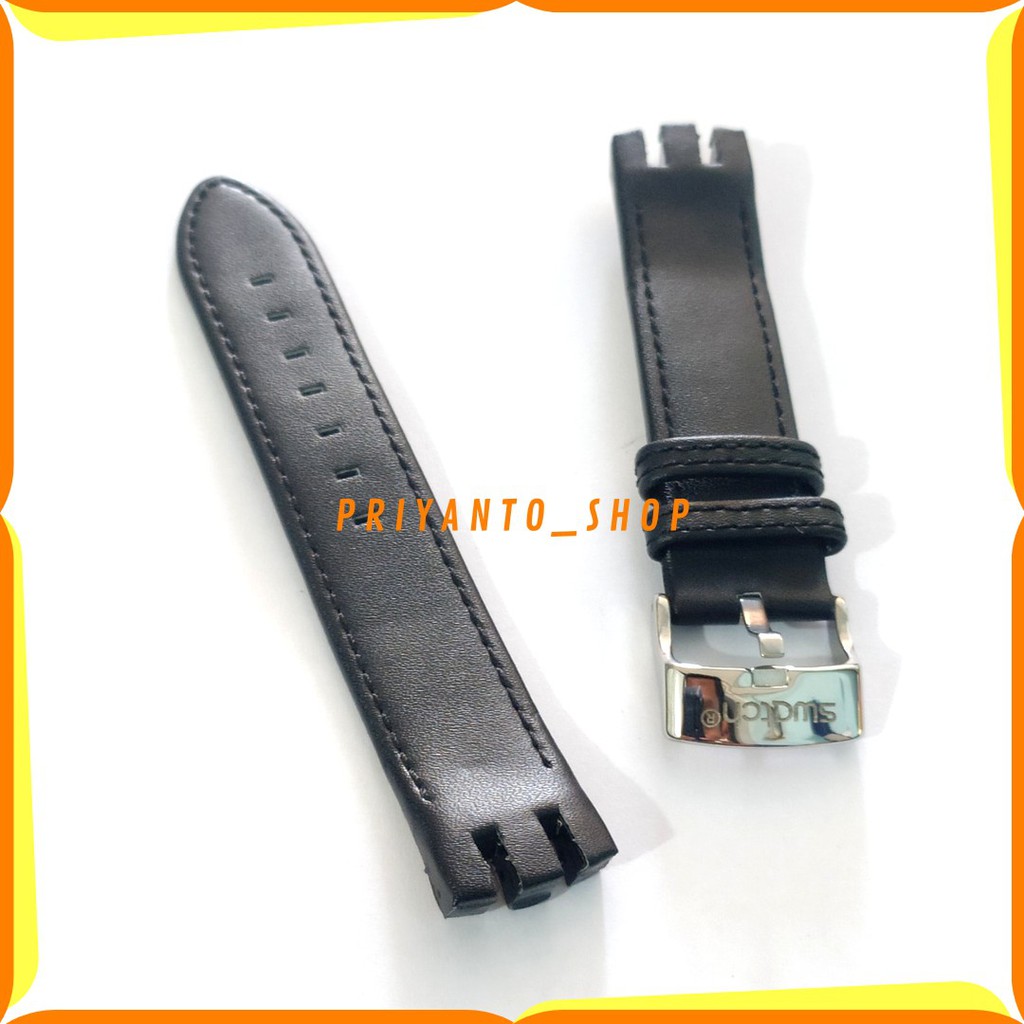 Swatch 21mm Genuine leather soft leather strap for swatch Hitam tali swatch 21