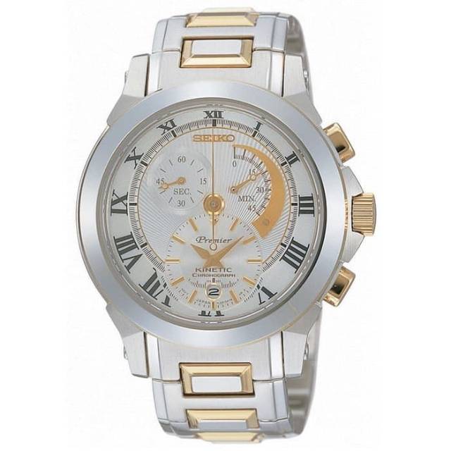 Jam Tangan Pria SEIKO SNL042 Primer Kinetic Analog Chronograph Watch Original SNL042P1