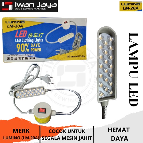 [Lumino LM-20A] Lampu Mesin jahit LED 20 Titik Magnet