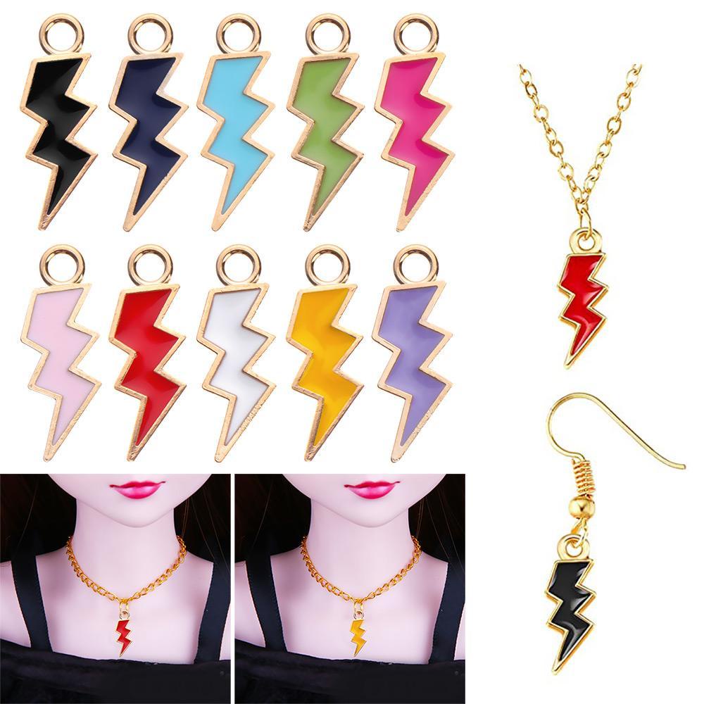 Preva 10PCS Liontin Petir Warna Permen Gelang Anting Kalung Membuat Enamel Charms