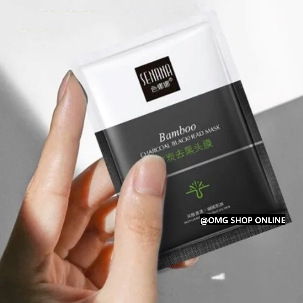 10 Pcs Senana Bamboo Charcoal Blackhead Mask / Masker Komedo Activated Carbon Black Mask / Masker Wajah Peel Off Jerawat Masker Organik Murah Penghilang Komedo Flek Hitam Ampuh / Masker Wajah Organik Masker Korea Skincare Pemutih Wajah dan Glowing Viral