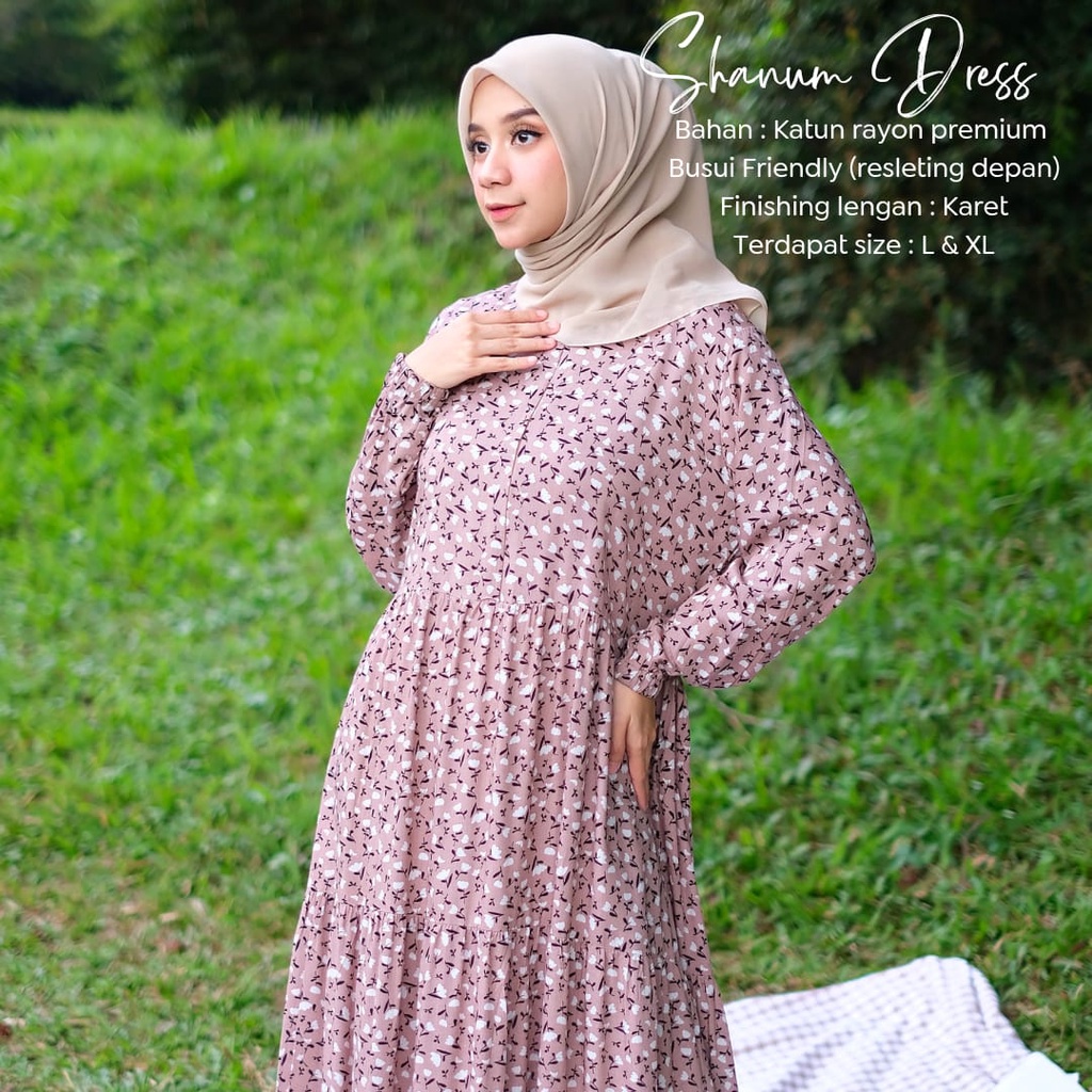 New - Gamis Dewasa Jumbo/Homey Dress Shanum-Bahan Katun Rayon Premium Motif Flower-Busana Muslimah Dewasa