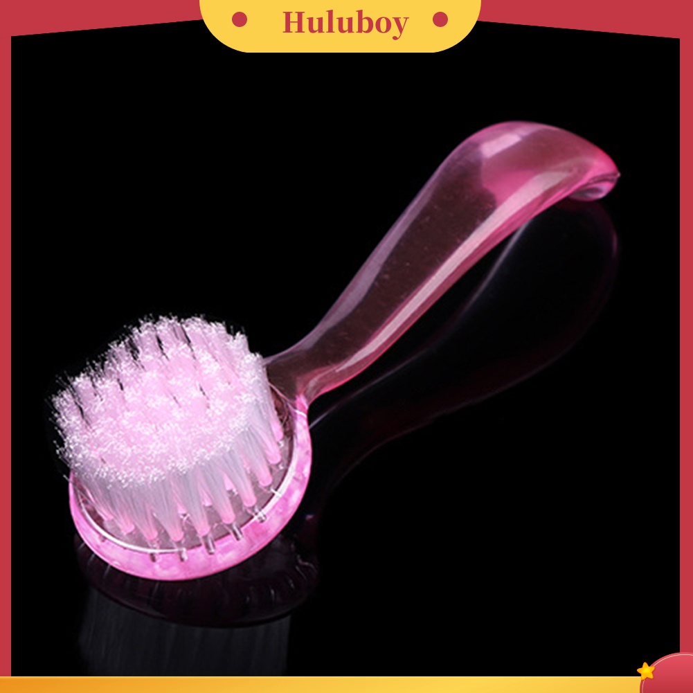 Huluboy Huluboy♡ 1pc Brush Pembersih Debu Kuku Kepala Bulat Gagang Panjang Bahan Plastik