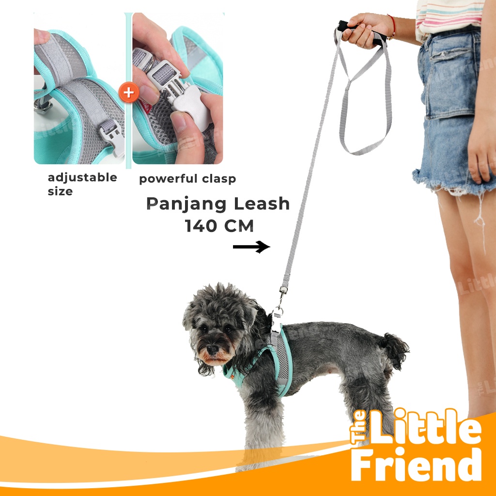 Harness Tali Tuntun Leash Anjing Kucing Velcro Strap Mesh Reflective