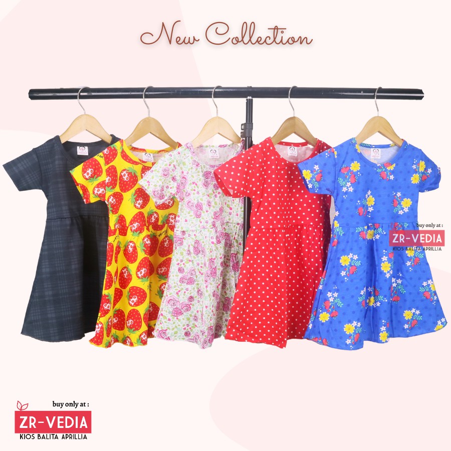 Dress Thalia 1-5 Tahun / Dres Lengan Baju Tidur Balita Anak Perempuan Adem Kaos Harian Cewek Murah