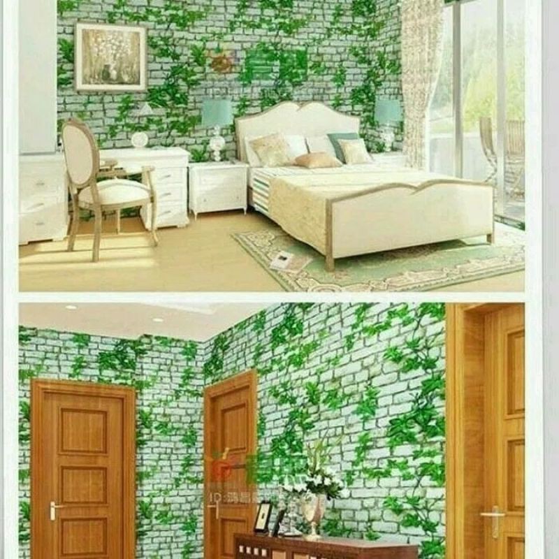 Wallpaper motif bata daun