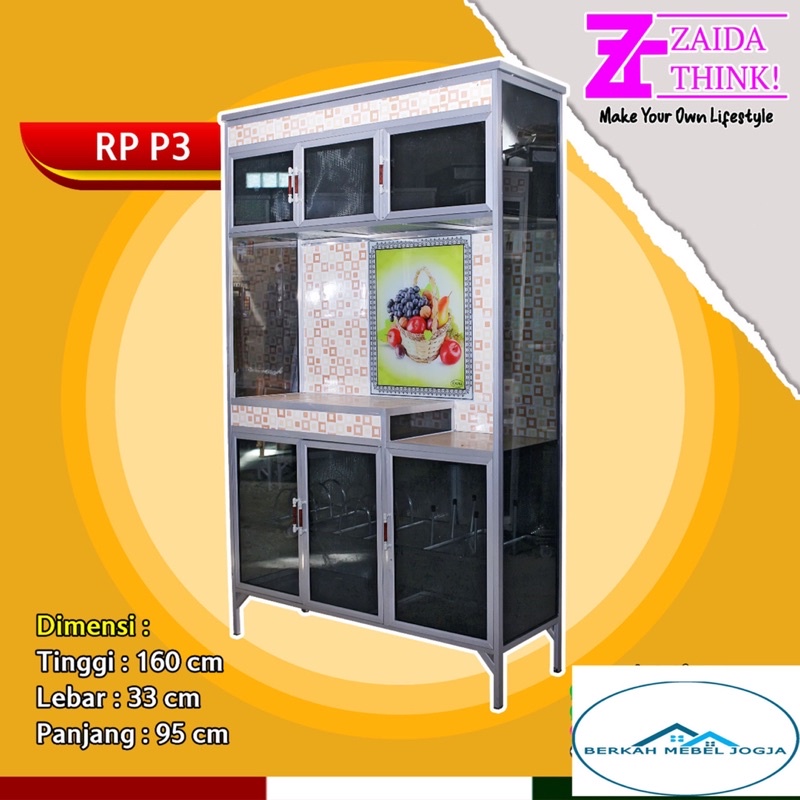 RAK PIRING RAK PIRING KACA RAK PIRING KACA ALMUNIUM 3 PINTU