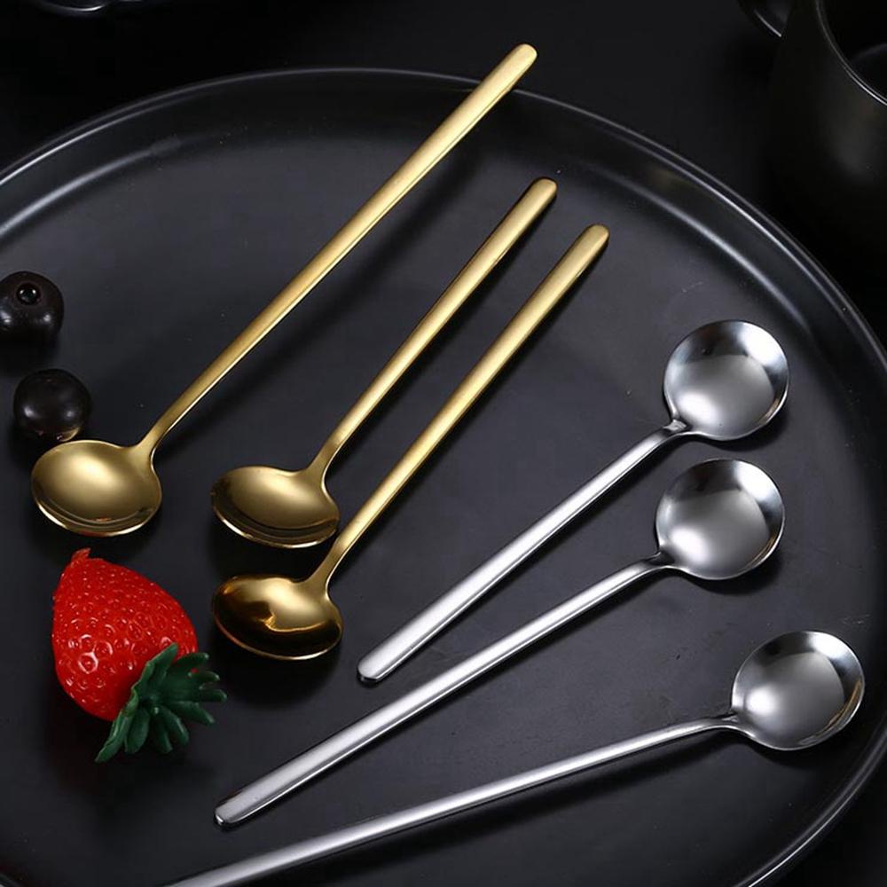 [Elegan] Sendok Kopi Stainless Steel Nordic Dessert Alat Bar Sendok Pengaduk Peralatan Makan