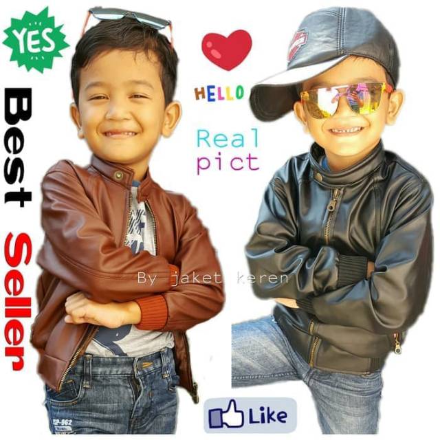 Jaket anak laki laki asli kulit
