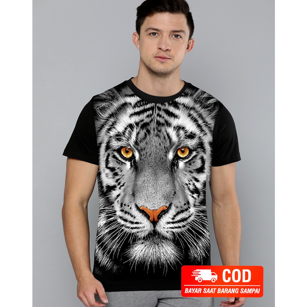 Kaos Motif Macan Putih / Kaos Pria / Singlet Pria