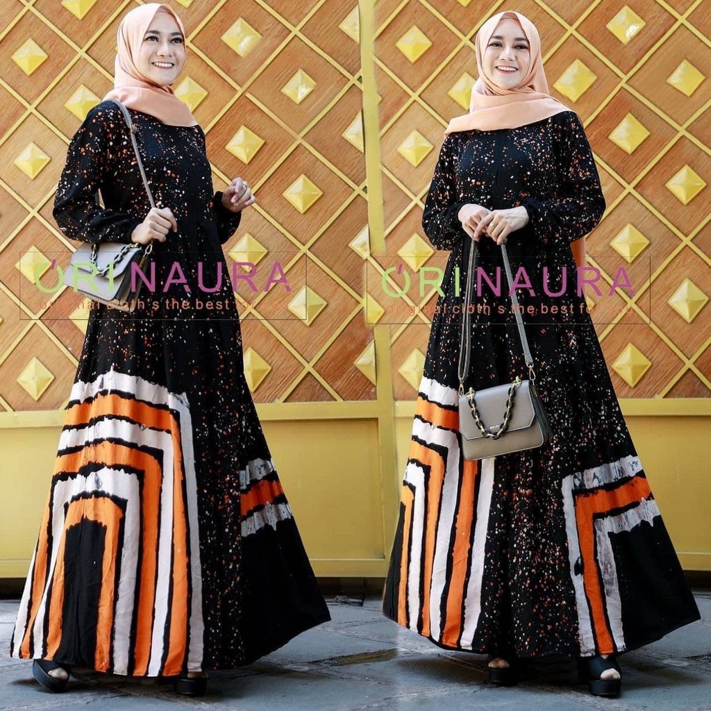 Gamis Jumbo Nycta Gina Malaman Rayon Premium Lengan Panjang Pakaian Muslim Wanita Dress BigSize Busui LD 120