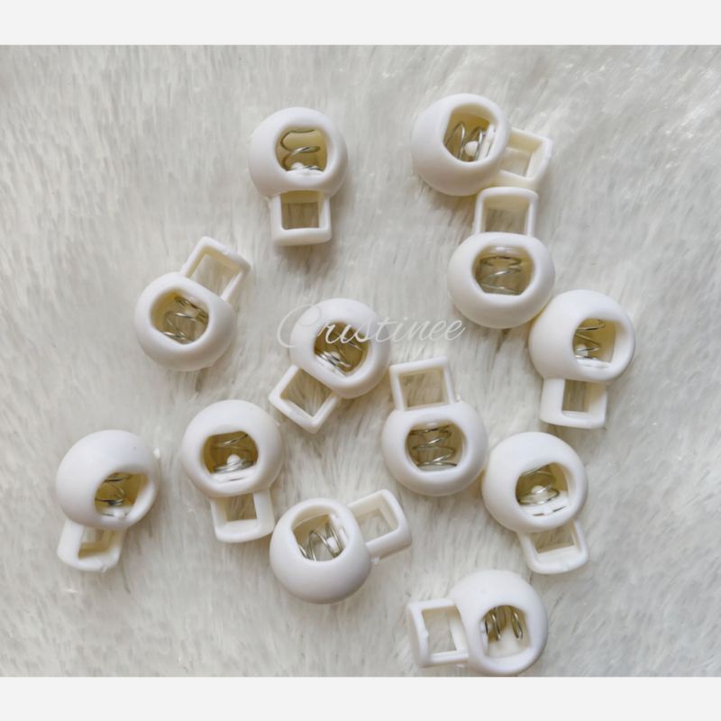 12pcs Stopper tali warna putih bahan plastik