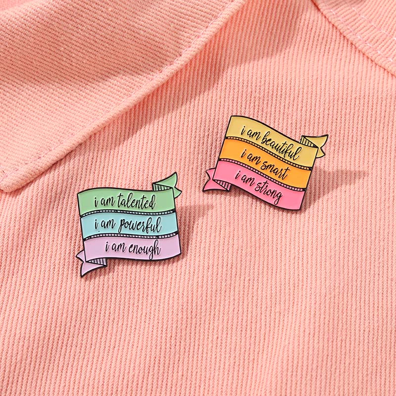 Fun Quotes Enamel Pins Custom Choose I Am Beautiful Brooches Dialog Badge Denim Shirt Lapel Pin Bag Jewelry Gift