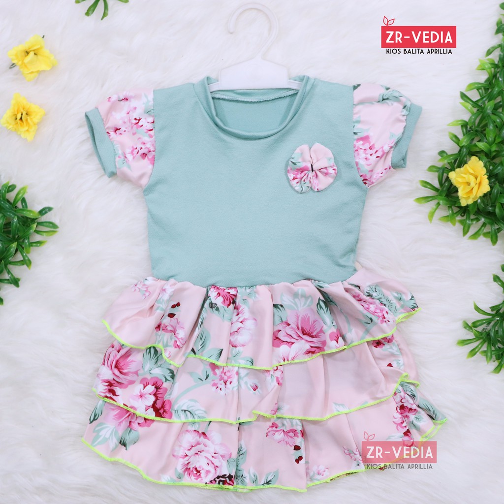 Dress Emma Lengan Size 1 2 Tahun Dres Anak  Perempuan  