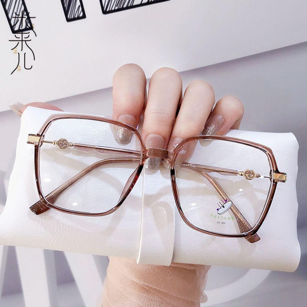 Populer Anti-Cahaya Biru Kacamata Retro Perlengkapan Kantor Wanita Pria Pelindung Mata Oversized Frame