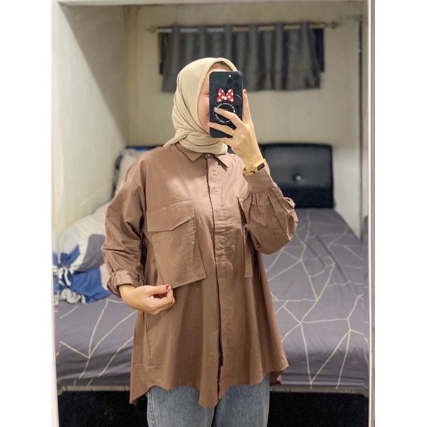 POCKET KEMEJA BLOUSE PREMIUM BAHAN RAYON ORIGINAL100% HIGH QUALITY100%
