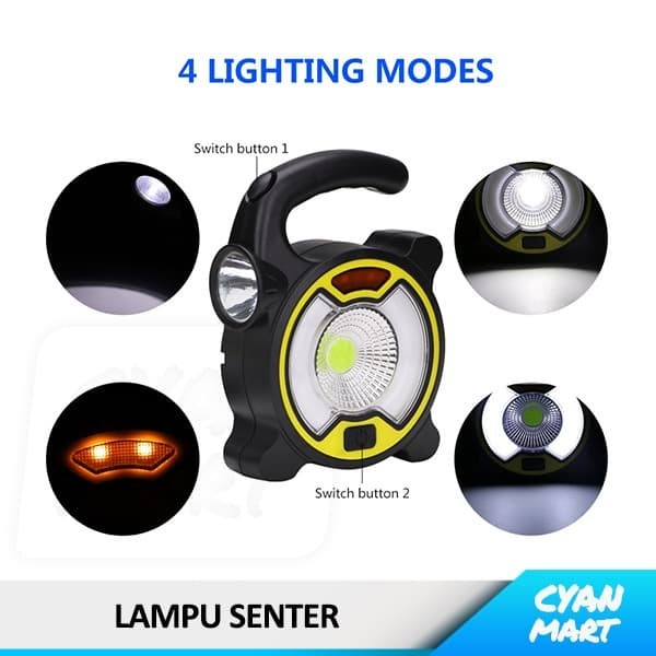 Lampu Senter Emergency Led COB Work Light TJ-329 Lamp USB Solar Energy