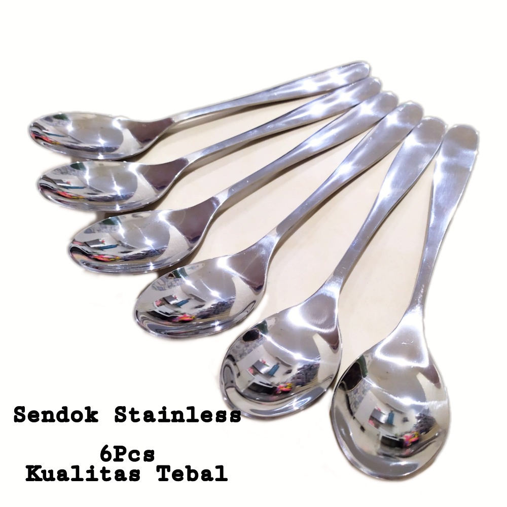 A1 Sendok Stainless steel Sendok Teh Anti Karat Dan Tebal Panjang 20cm - 6 Pcs