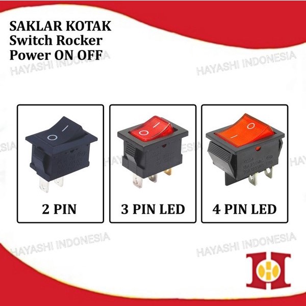 Saklar Power Switch Tombol ON OFF Mini Roker Rocker Besar 2 3 4 Pin- 5PC