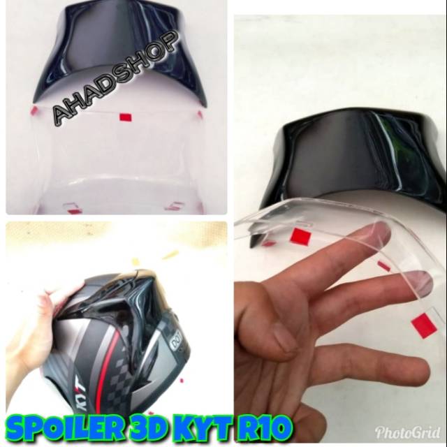 SPOILER HELM MERK KYT R10 3D HITAM PUTIH