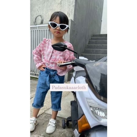 Stelan Pinky RESTOCK anak import perempuan soft jeans/stelan anak cewe celana jeans