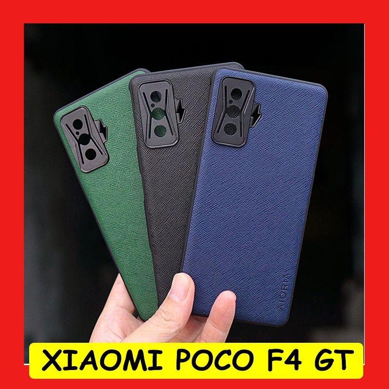 xiaomi poco f4 gt   leather canvas texture hybrid case casing cover