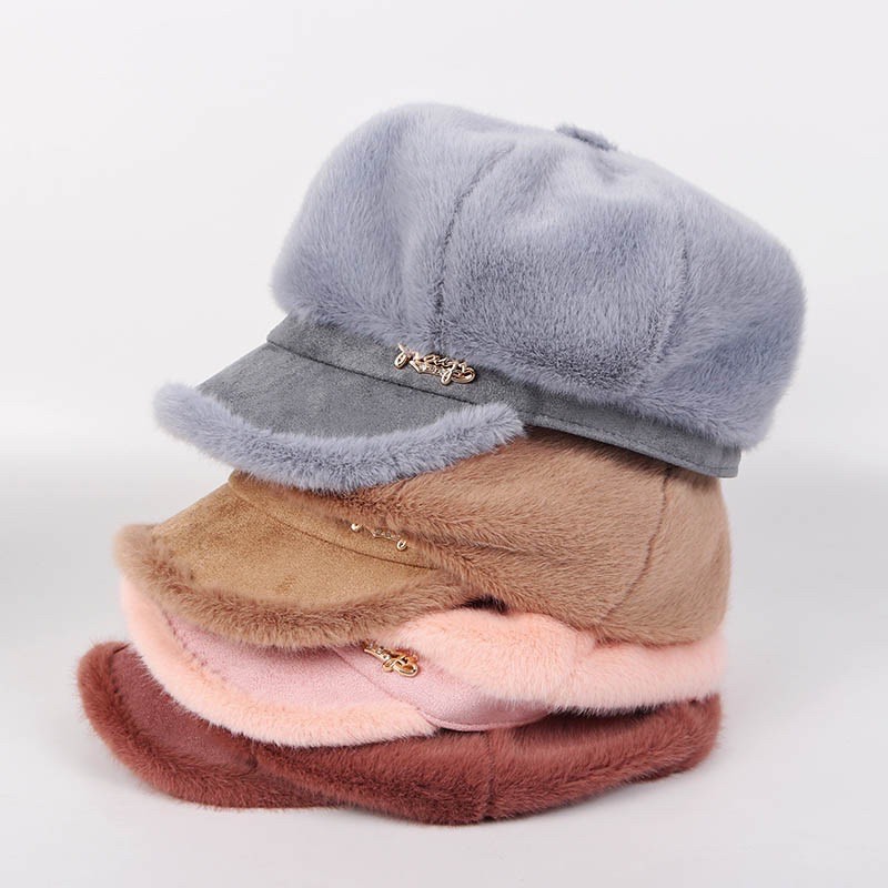 Topi winter wanita beret hat hangat cewek musim chloe dingin for woman bulu fur import korea