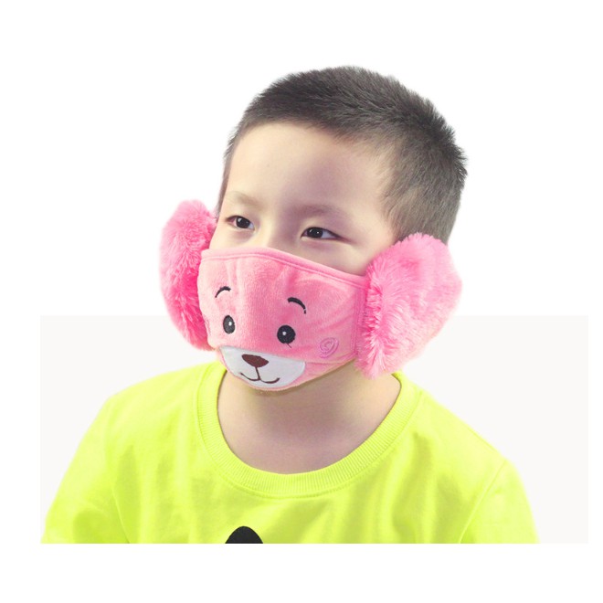 J3 - Masker Kain Bermotif Masker Penutup Mulut Telinga Anak Earmuff Masker