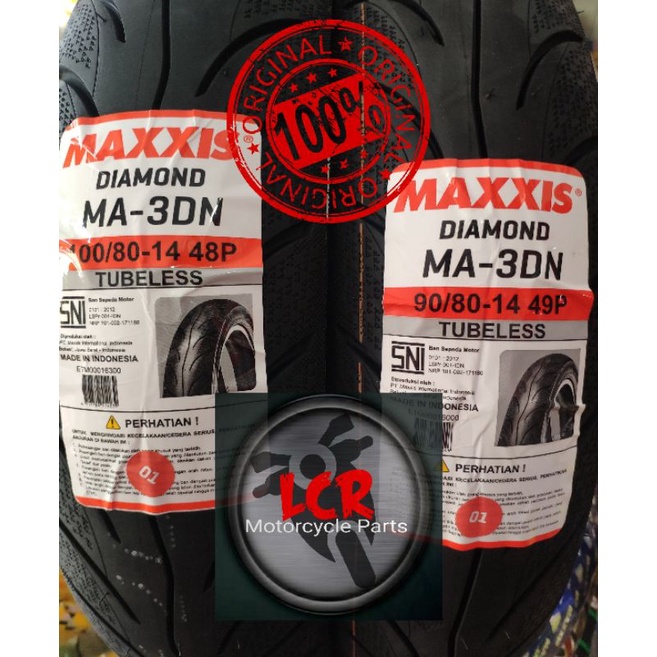[ASLI 100%] Paket Ban Tubles Matic//90/80 + 100/80-14 Maxxis 1Set Tubeless Motor Metik Ukuran Ceper 