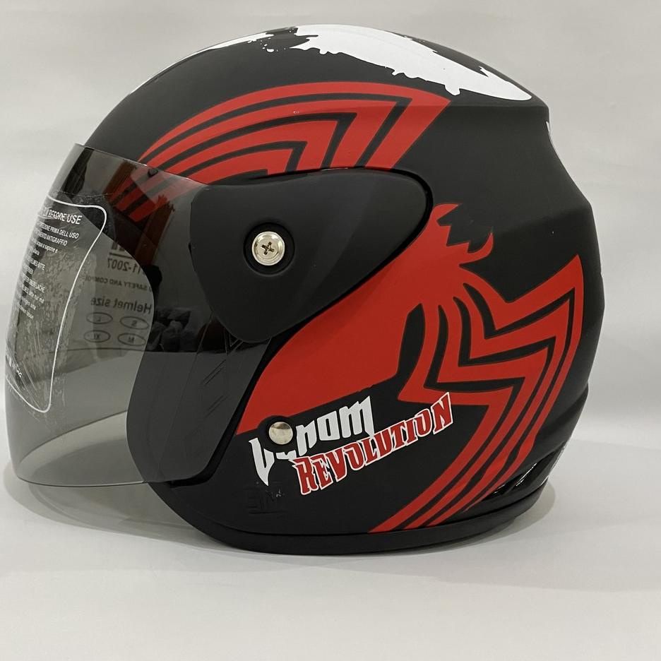 Terbaru LGRWO Helm Evo Nuvo SNI Dewasa Motif Venom Hitam Merah Doff - 022 bukan KYT NHK GM INK ZEUS