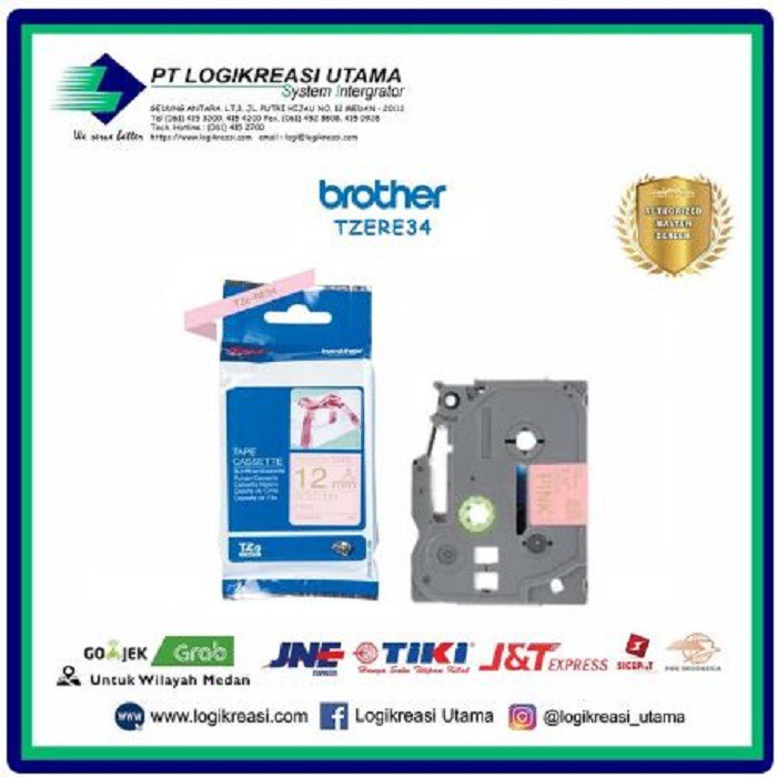 

Label Tape Brother TZERE34 Gold On Pink Ribbon Tape 12mm