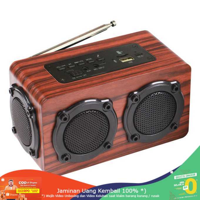 (BISA COD) RVOSTR Kingneed Bluetooth Speaker FM Radio Wood Design - S409