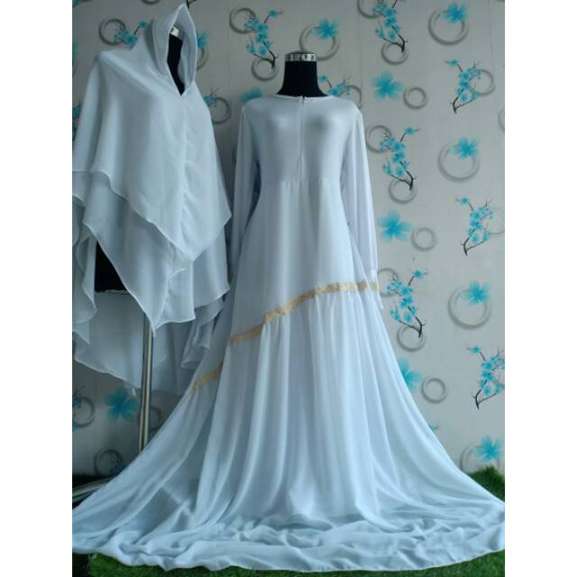 Gamis syari ceruti putih jumbo busui