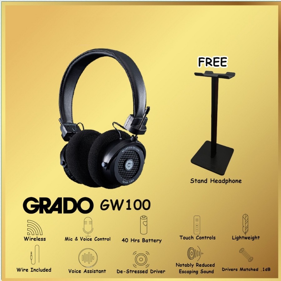 Grado GW100X GW100 X GW 100 X Wireless Bluetooth Headphones Headset