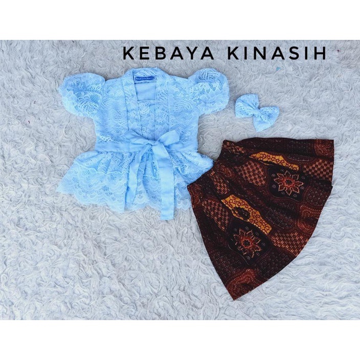 Kebaya Kinasih/Setelan Kebaya Brukat/Kebaya Modern/Kebaya Wanita Kekinian Warna Baby Blue
