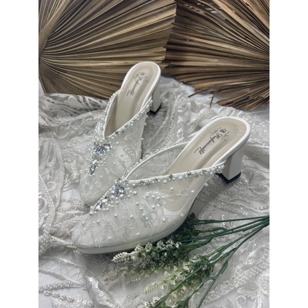 sepatu wanita wedding alena putih 7cm tahu