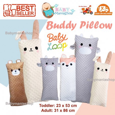 BABY LOOP Buddy Pillow Bolster Bantal Guling Bayi Toddler Adult Anak OEKO TEX BAntal Bayi Guling Anak Babyloop Babymaniashop Minky Halus Lembut