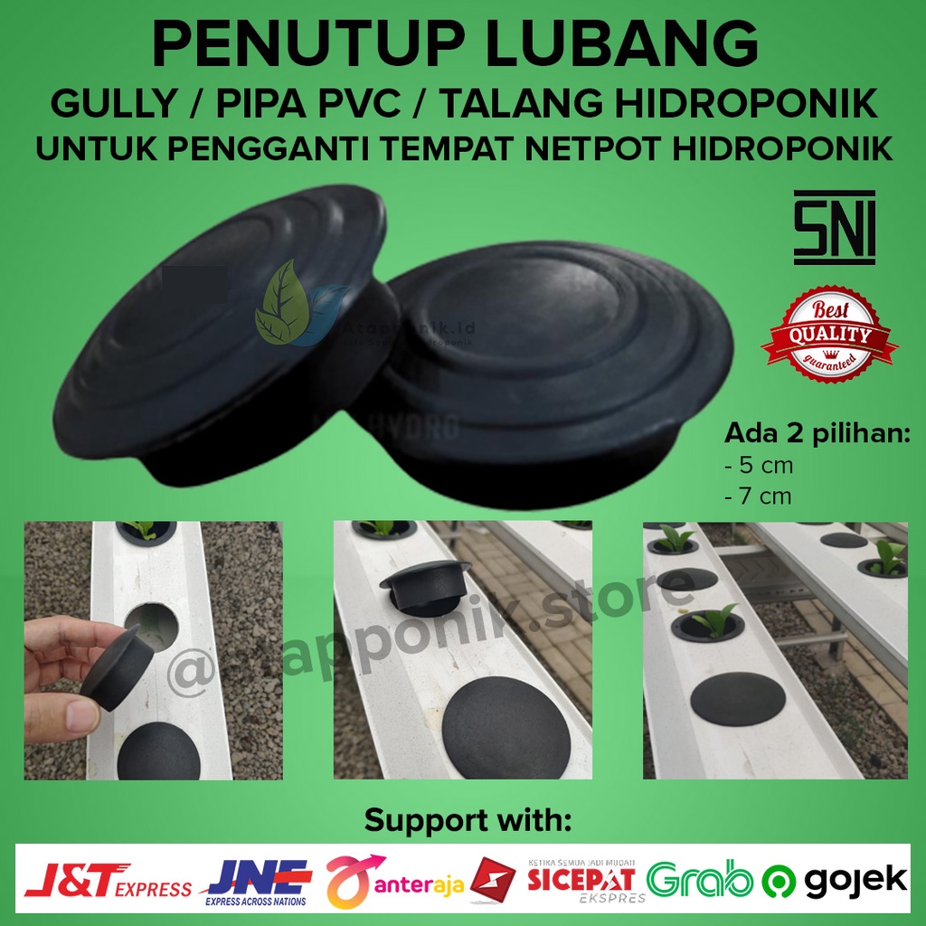 Penutup Lubang Netpot Pada Gully Trapesium Pipa PVC Talang Hidroponik