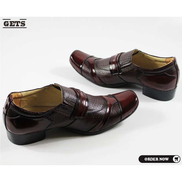 BIG SIZE 38-48 - Sepatu Pantofel Pria Kulit Model Slip On Maroon / Sepatu Formal Kantor Kerja Pesta Resmi