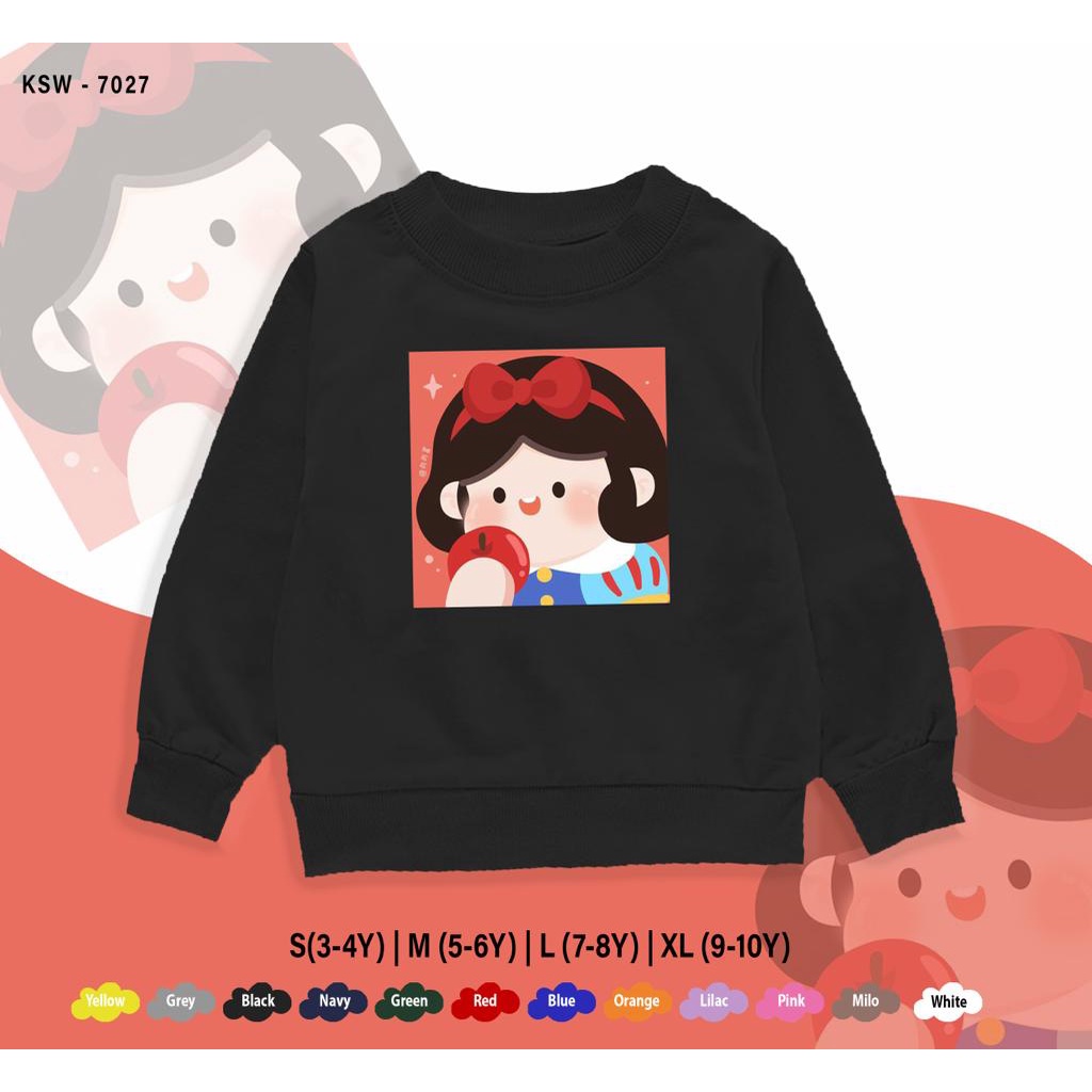 SWEATER UNTUK ANAK/ SNOW WHITE PIPI CHUBBY / 1-10 TAHUN / SWEATER KIDS / BAHAN FLEECE PREMIUM / ADEM / UNISEX / REAL PICTURE / BEST SELLER