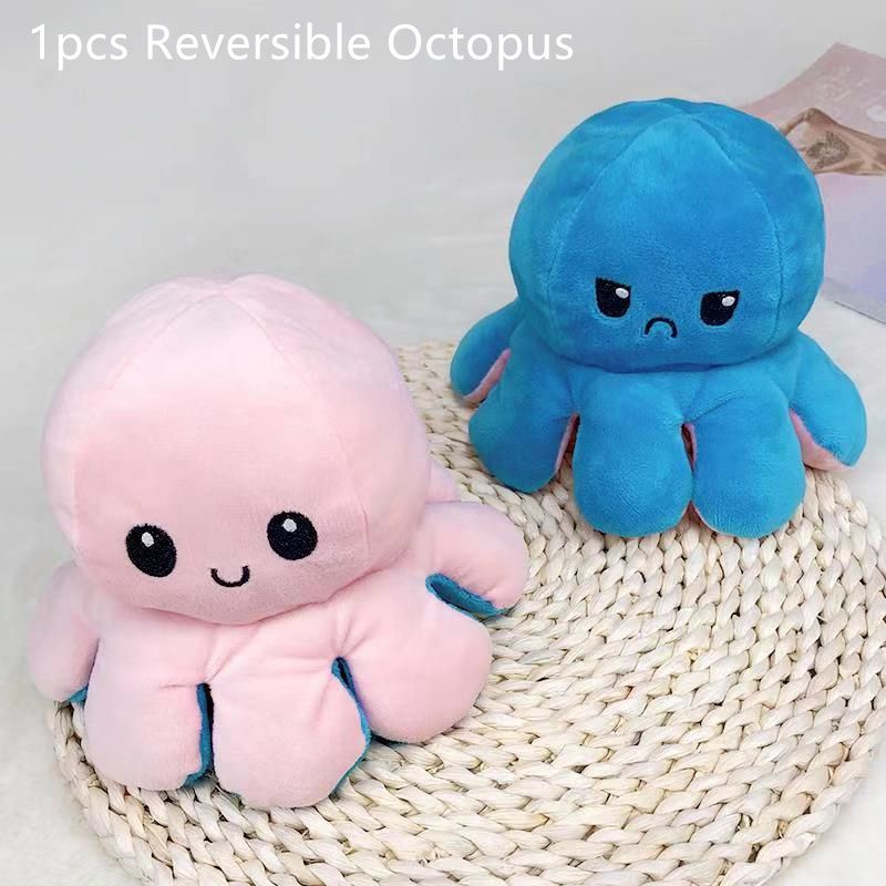 Double-Sided Flip Reversible Octopus Plush Toy Marine Life Stuffed Animals Doll