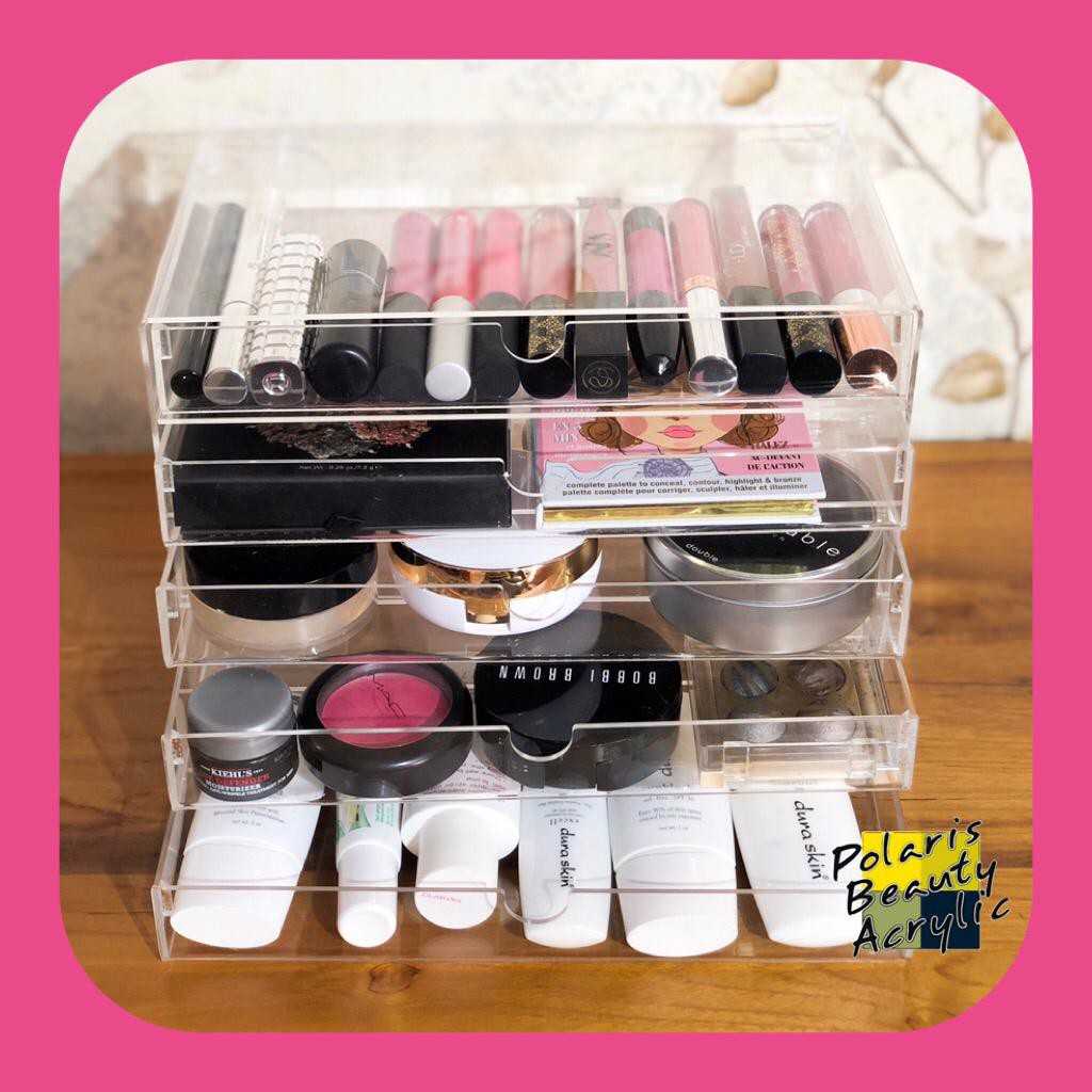 RAK KOSMETIK ACRYLIC-TEMPAT MAKEUP AKRILIK-BEAUTY CASE AKRILIK-5DCLEAR