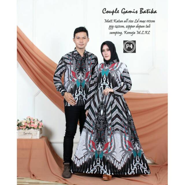 Setelan batik couple sarimbit kemeja dan gamis FASHION BATIK PRIA WANITA Sogan clasikan Pekalongan i