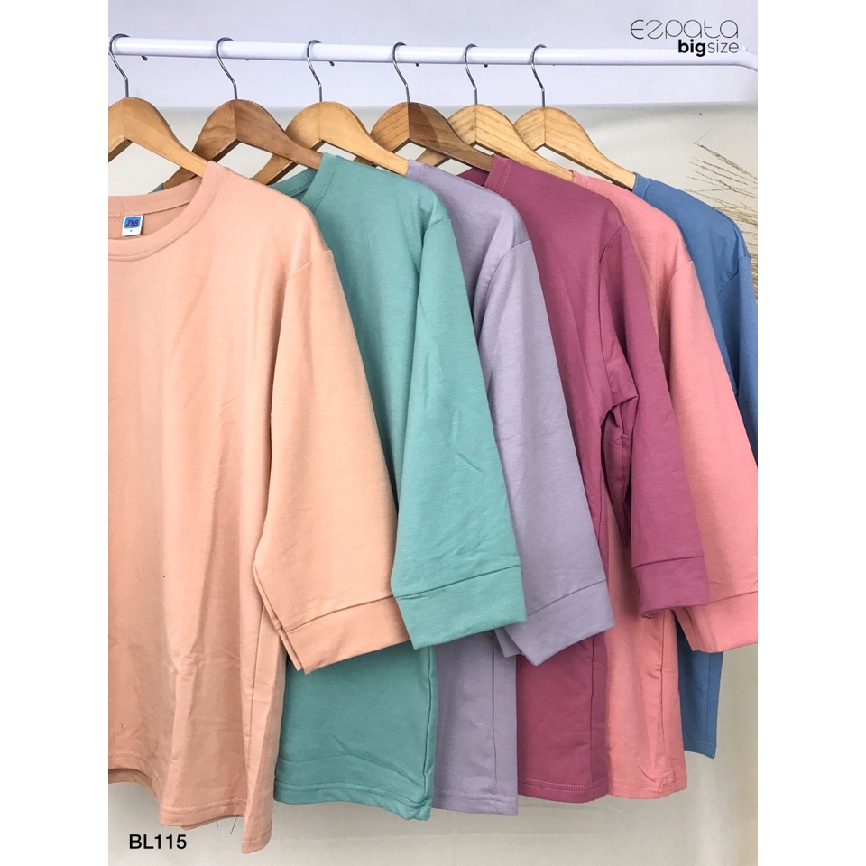 Ezpata Atasan Blouse Polos Lengan 7/8 Blus Bigsize Jumbo XXXL BB 65-90kg LD 120cm Plain Bahan Baby terry