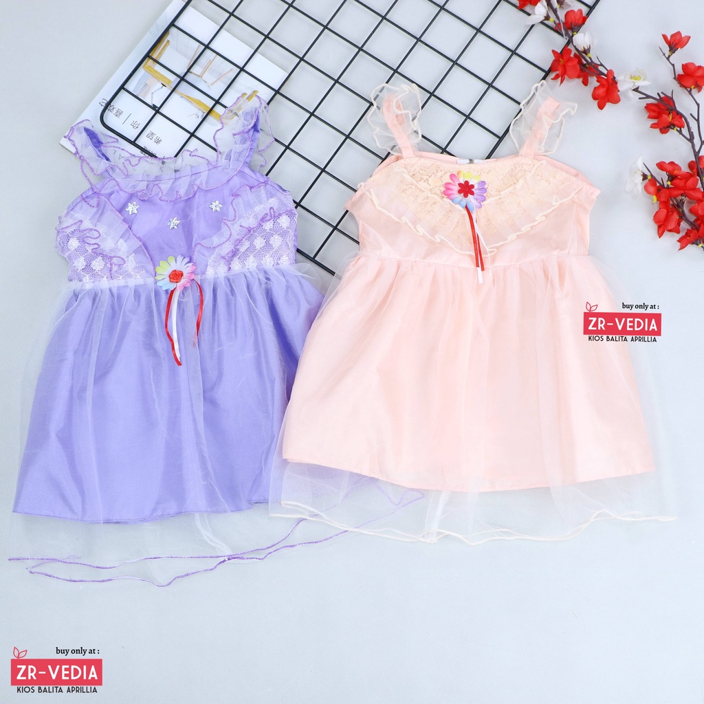 Gaun Bayi Uk. 0-12 bulan / Dress Bayi Anak Perempuan Murah Gaun Pesta Motif Polos Lengan Lucu