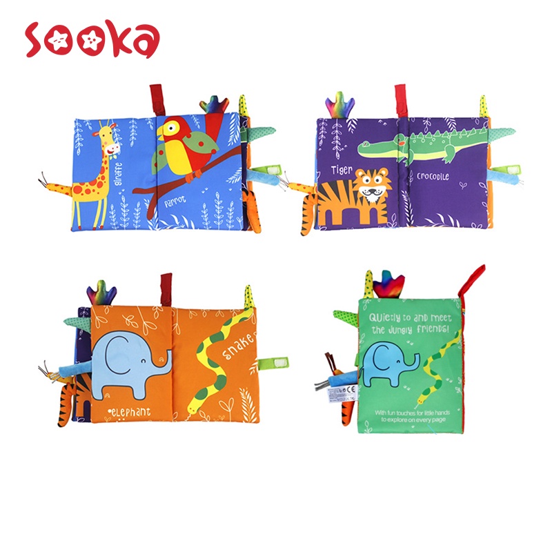 SOOKA Buku Bantal Bayi Edukasi Bahan Cotton/ Mainan Bayi Softbook/ Buku kain Bayi Aman Dari Gigitan Bayi/ Cloth Book Washable SK-GGF1013