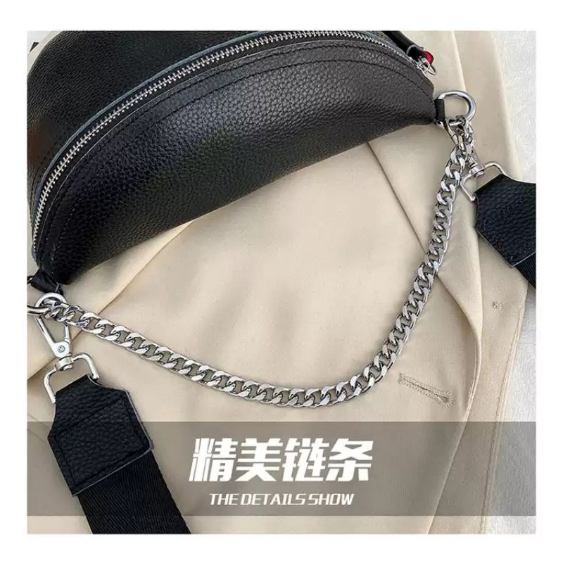 Tas Selempang Wanita Terbaru Tas Mini Tas Selempang Terlaris Waistbag Wanita Tas Pinggang Wanita Bahan Tebal Tali RAntai Tas Kekinian Ala Korea